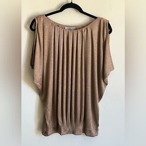 Adam Lippes Gorgeous Mettalic Gold Short Sleeve pullover Top Sz Med EUC